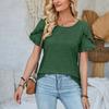 Damen Rundhals-Oberteil Lässiges Patchwork Einfarbiges Lockeres T-Shirt