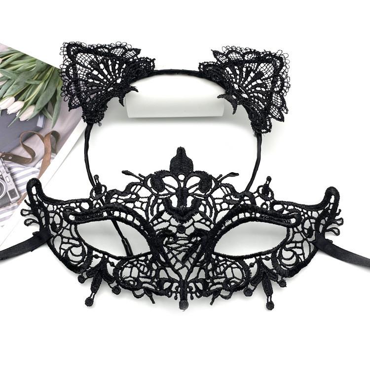 Kostüm-Stirnbandmaske mit schwarzem Spitzenmaterial für Halloween-Partys und Cosplay-Veranstaltungen