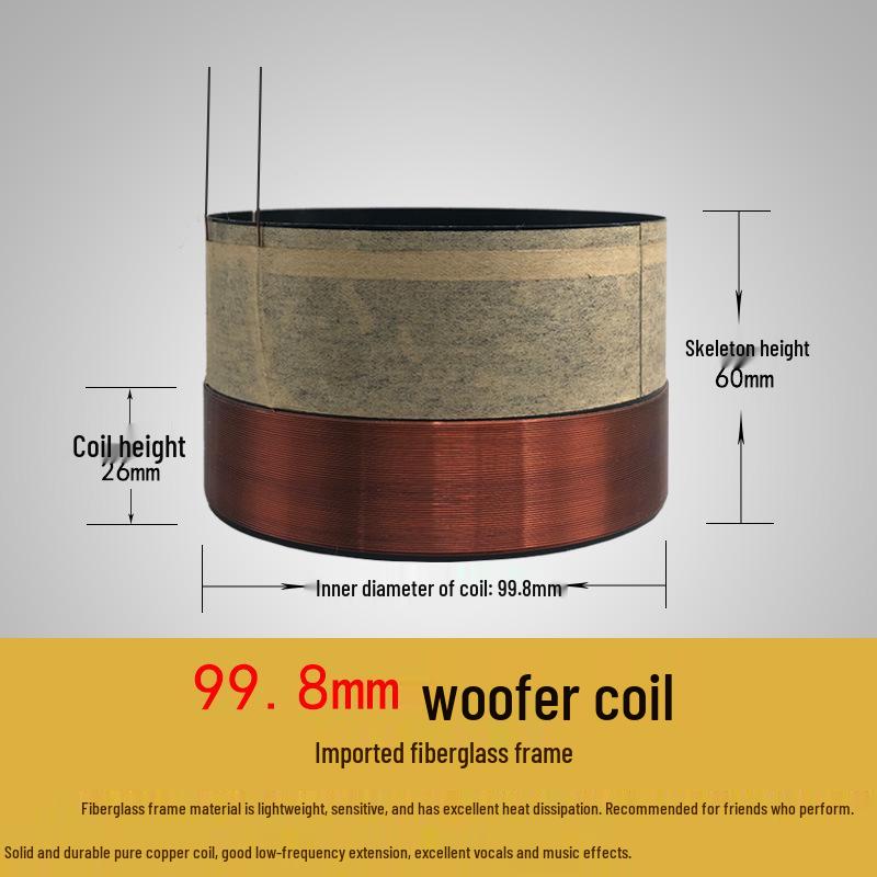 99.5mm Bass Voice Coil, 99.8 High Power, White/Black Aluminum Glass Fiber 100-Core Speaker Repair Parts