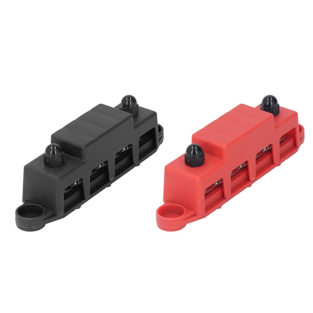 2Pcs Power Distribution Block M8 Screw 4 Terminal Bus Bar DC 48V 250A for Automobile Boat