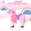 Rocking Horse for Children 2+ Years with 4 Wheels, Realistic Sounds and Footrest, 65x28x75 Cm, Pink