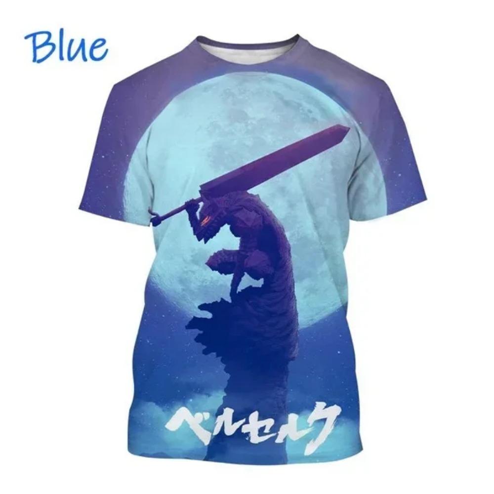 Anime Berserker 3D Printing  Anime Casual Street Style Hip Hop Short Sleeve Man