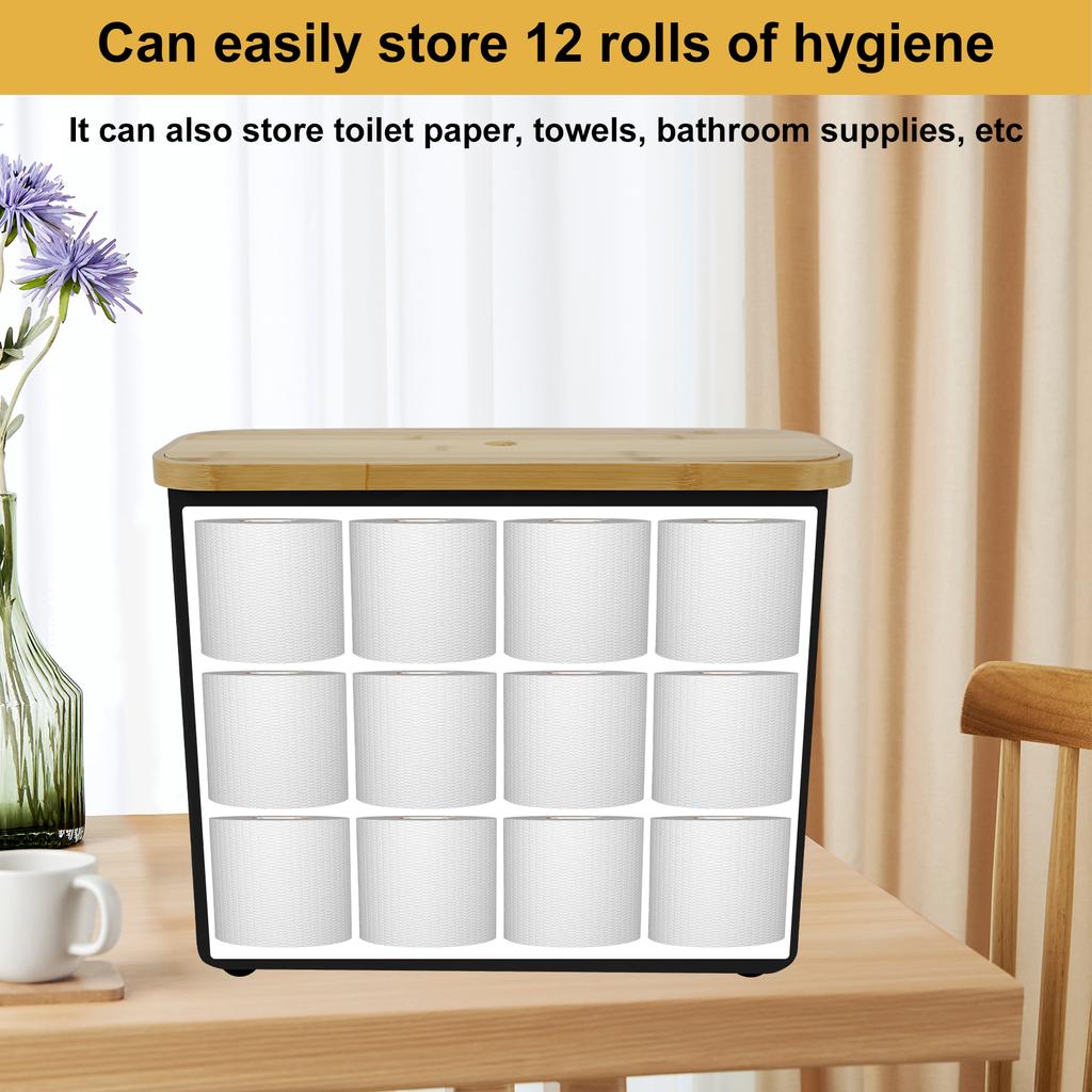 Toilet Paper Basket Large Capacity Toilet Paper Holder with Lid Foldable Breathable Toilet Paper Storage Cabinet for Bathroom
