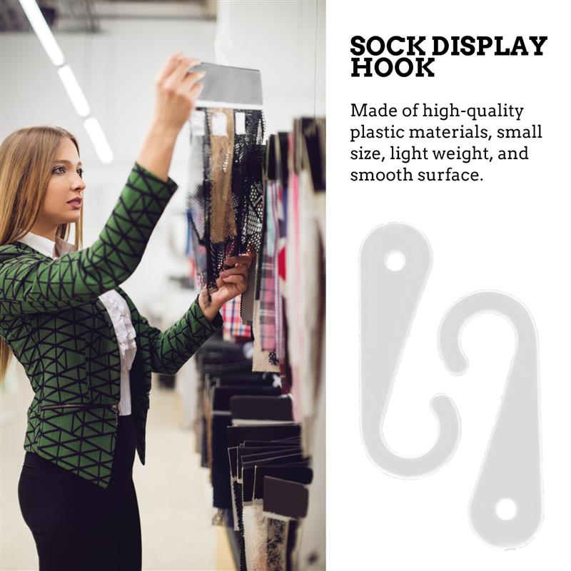 500pcs Plastic J Shaped Header Hook Sock Hanger Hooks Socks Gloves CapStockings Display Hanging For Clothing Parts