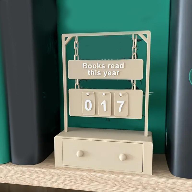 Hanging Book Counter Decoration With Number Display And Storage Drawer For Reading Tracking Accessories Book Lover Gift