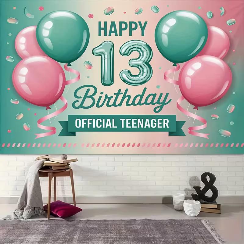 2D Pastell-Farbverlauf-Hintergrund für den 13. Geburtstag von Mädchen, moderne & trendige Partys