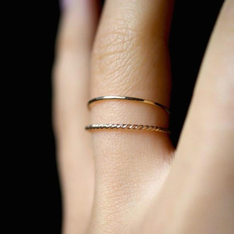 2 Pcs/set Metal Plating Ring Temperament Simple Joint Ring Female Bridal Sets Ring Fine Tail Ring