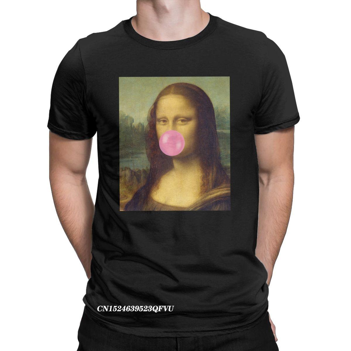 

Men Tee Shirt The Bubble Gum Mona Lisa Awesome Pure Cotton Tee Shirt Harajuku Parody Humor Tshirt Collar Clothes Graphic 5XL різнокольоровий