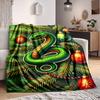 1pc Christmas Snake Ornament Blanket - Lightweight Flannel Fleece with Digital Printing, Soft Warm for Sofa, Travel, Camping, Office Yy251018323