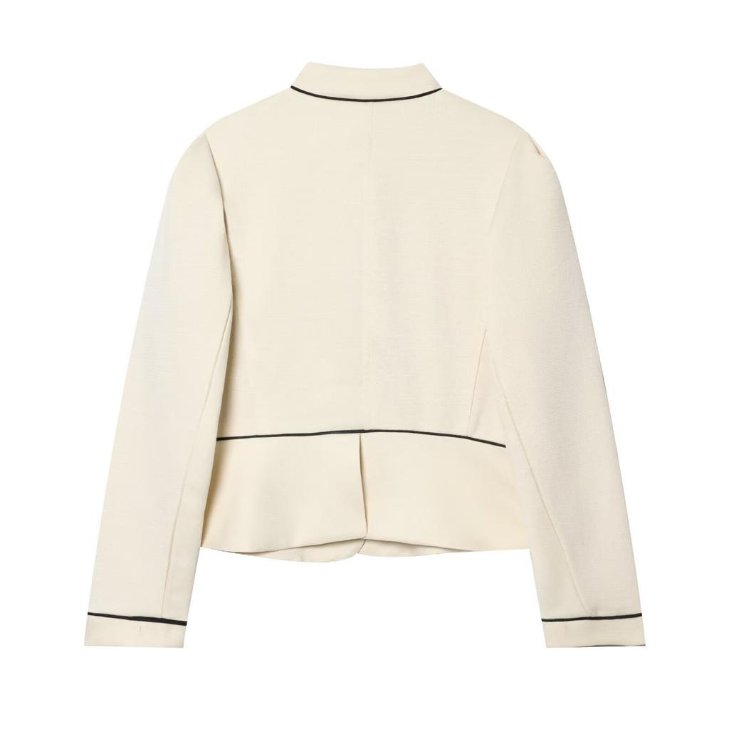 European and American Style, New Women's Clothing, Fashionable Contrasting Color Trim Slim Blazer 2727/111