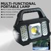 High Power LED COB Flashlights Rechargeable Camping Work Light Multi Functional Portable Light Solar Charging 6 Lighting Modes