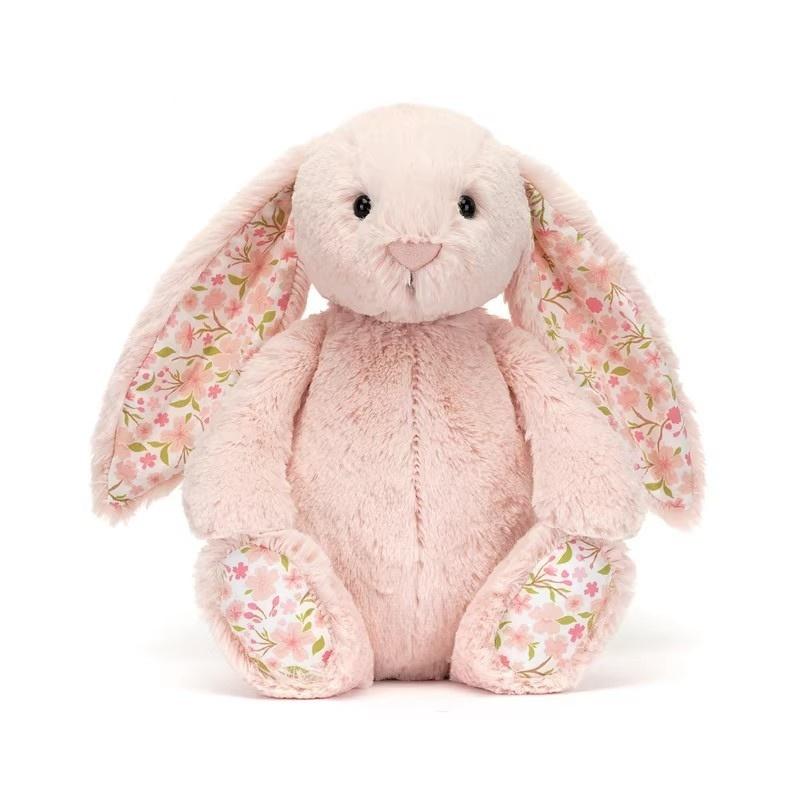 Peluche JC Bonnie Lapin avec Oreilles Florales Poupée en Peluche Kawaii Coussin de Canapé Doux Cadeau d'Anniversaire pour Enfants Décoration de Chambre