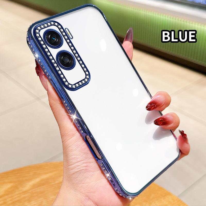 Diamond Transparent Plating Silicone Case For Huawei Honor X9A X9B X50i X9C X60 Pro X8A X8B X7B X7C X8 5G Soft Back Cover