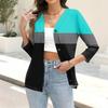 Moda Donna Casual Camicia a Maniche a Tre Quarti con Bottoni e Stampa Geometrica a Righe Top Cardigan