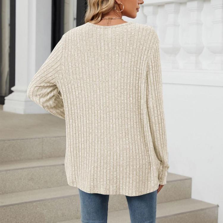 Fashionable Women Casual Long Sleeve Loose Button Cardigan Jacket Solid Color