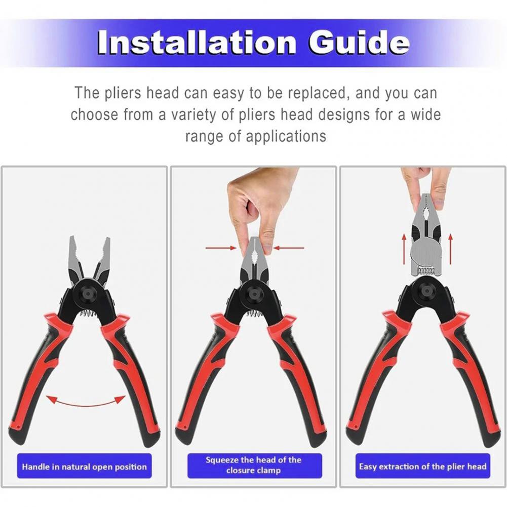 Interchangeable Plier Set Heavy Duty Multifunctional Plier Set with Interchangeable Hand Tool Crimping Pliers Versatile for Diy