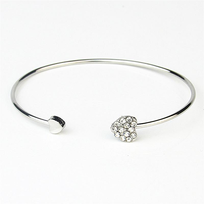1 Piece Full Diamond Heart Opening Bracelet, Heart-Shaped Bracelet, Versatile Accessory Jewelry Bracelet