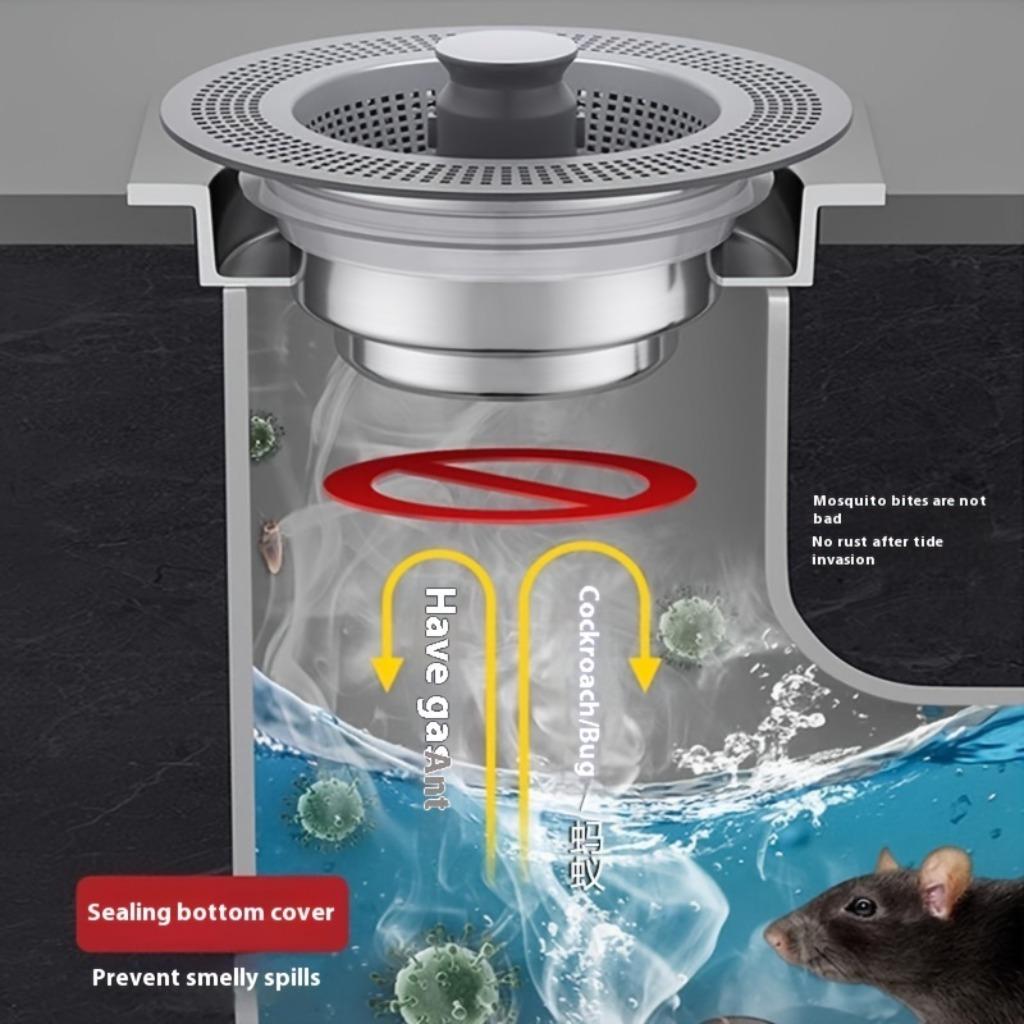 3-in-1 Kitchen Sink Drain Strainer - Anti-clogging Stainless Steel Cladding, Easy To Clean, Corrosion-resistant and Designed for Durability
