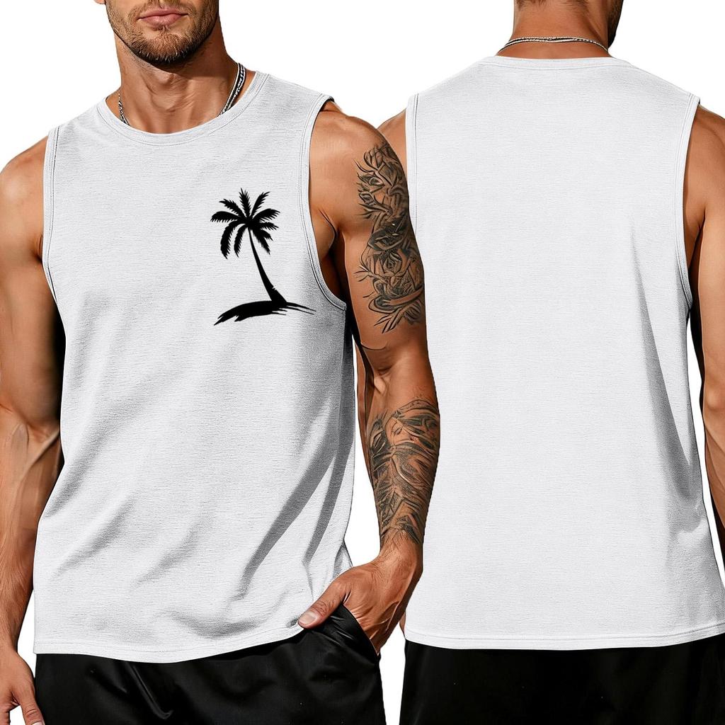 Men's Loose and Casual Hawaiian Print Sleeveless Shirt