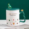 Christmas Gift Mug with Lid Spoon Ceramic Cup Male and Female Couple Coffee Cup Student Water Cup Home Breakfast Cup