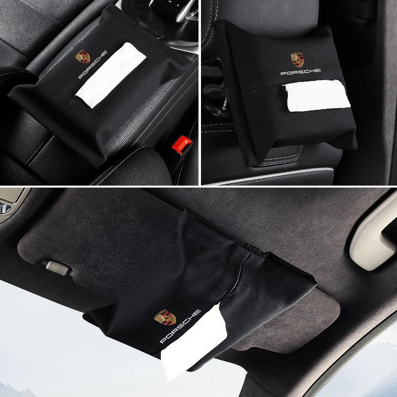 1 ks Držák na krabičku s kapesníky do auta Sluneční clona Zadní strana sedadla Autopříslušenství Pro Porsche Cayenne Panamera Macan Boxster 911 Carrera-GT 944 918 917