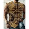 Summer men's sleeveless vest, with printed design, lightweight and breathable, suitable for beach leisure and vacation, machine washable