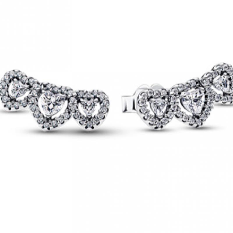 Pandora Halo Heart Trilogy Stud Earring 294411c01