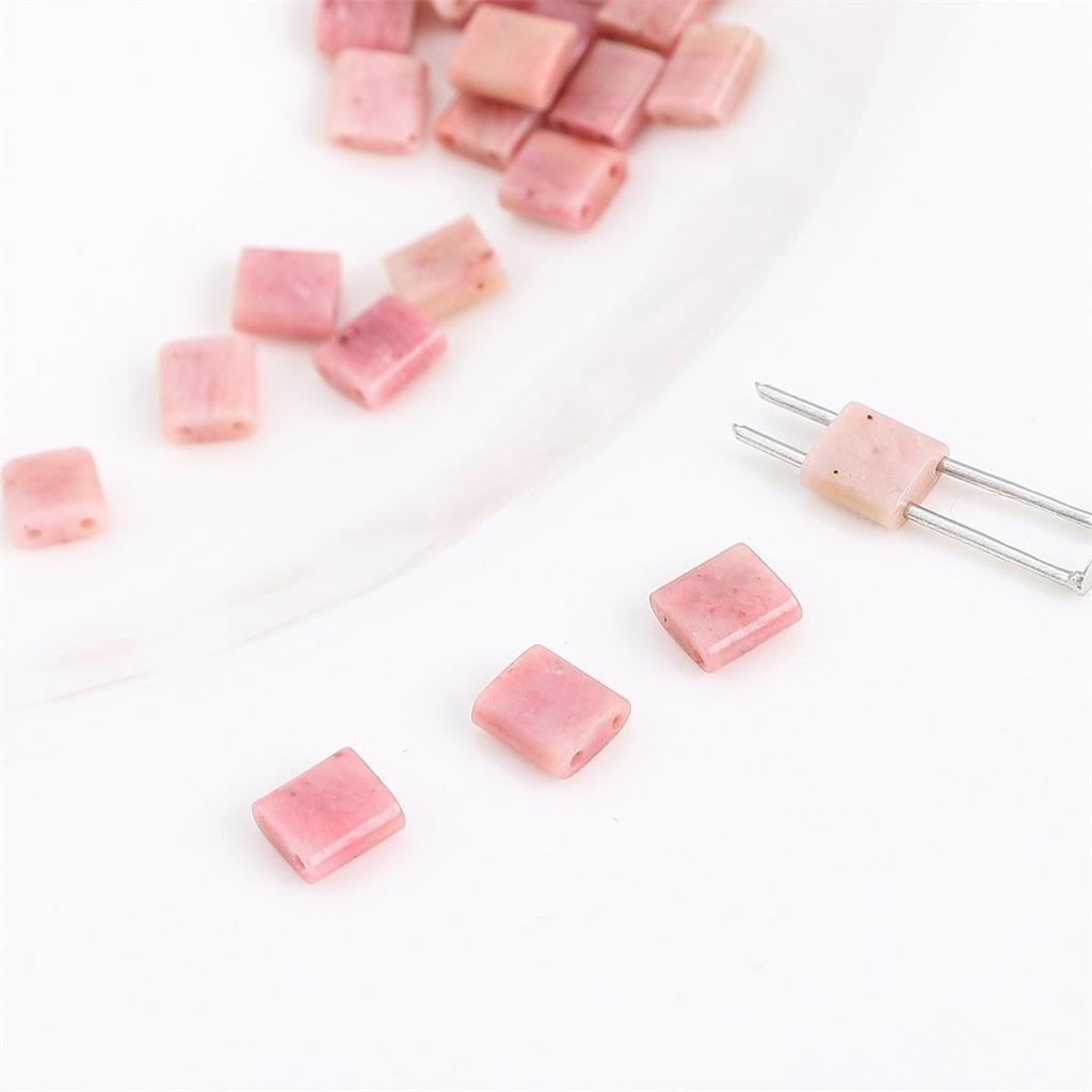 Black Hematite Emperor Stone Square Two-Hole Loose Beads for DIY Jewelry Making