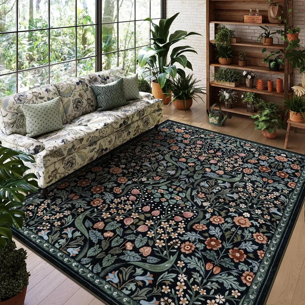 Teppich Mit Boho-Regenbogen-Sonnenschein-Print Area Rugs Vintage Bohemian Bedroom Carpet Plant Non Slip Washable Floor Carpet