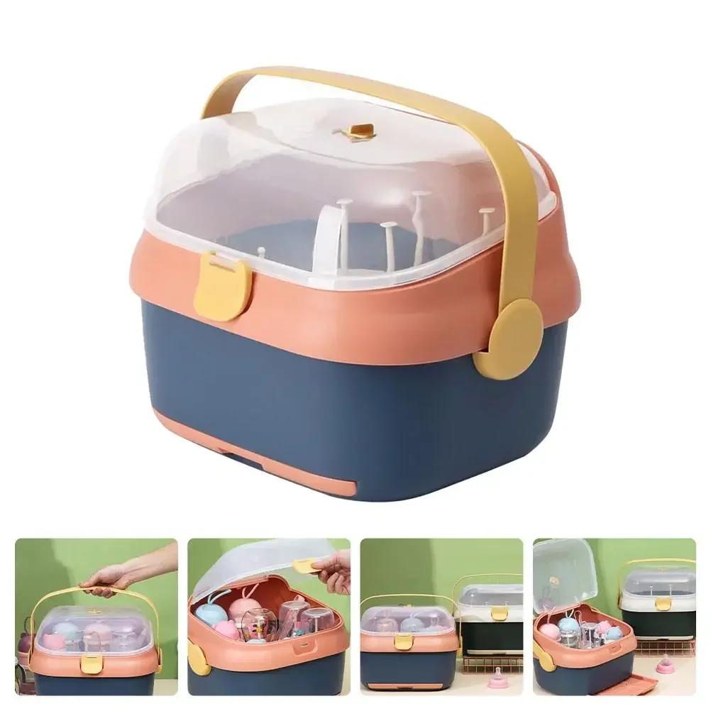 Bottle Drying Rack Holder for Pacifiers Toys Baby Tools Box Baby Bottles Drainer Portable Dust Proof Practical