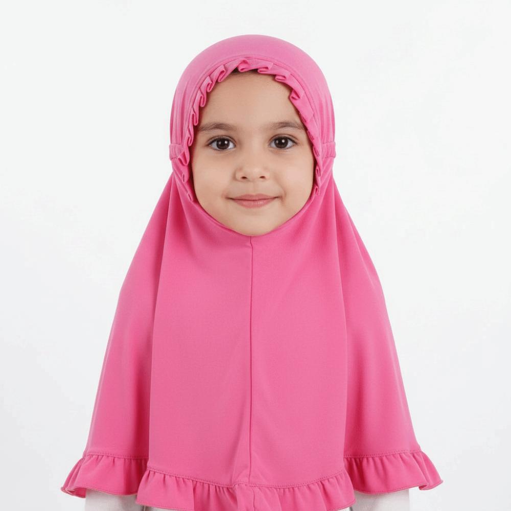 Crinkles Texture Girls Neck Shawl Breathable Floral Islamic Head Scarf  Kids Hair Cover