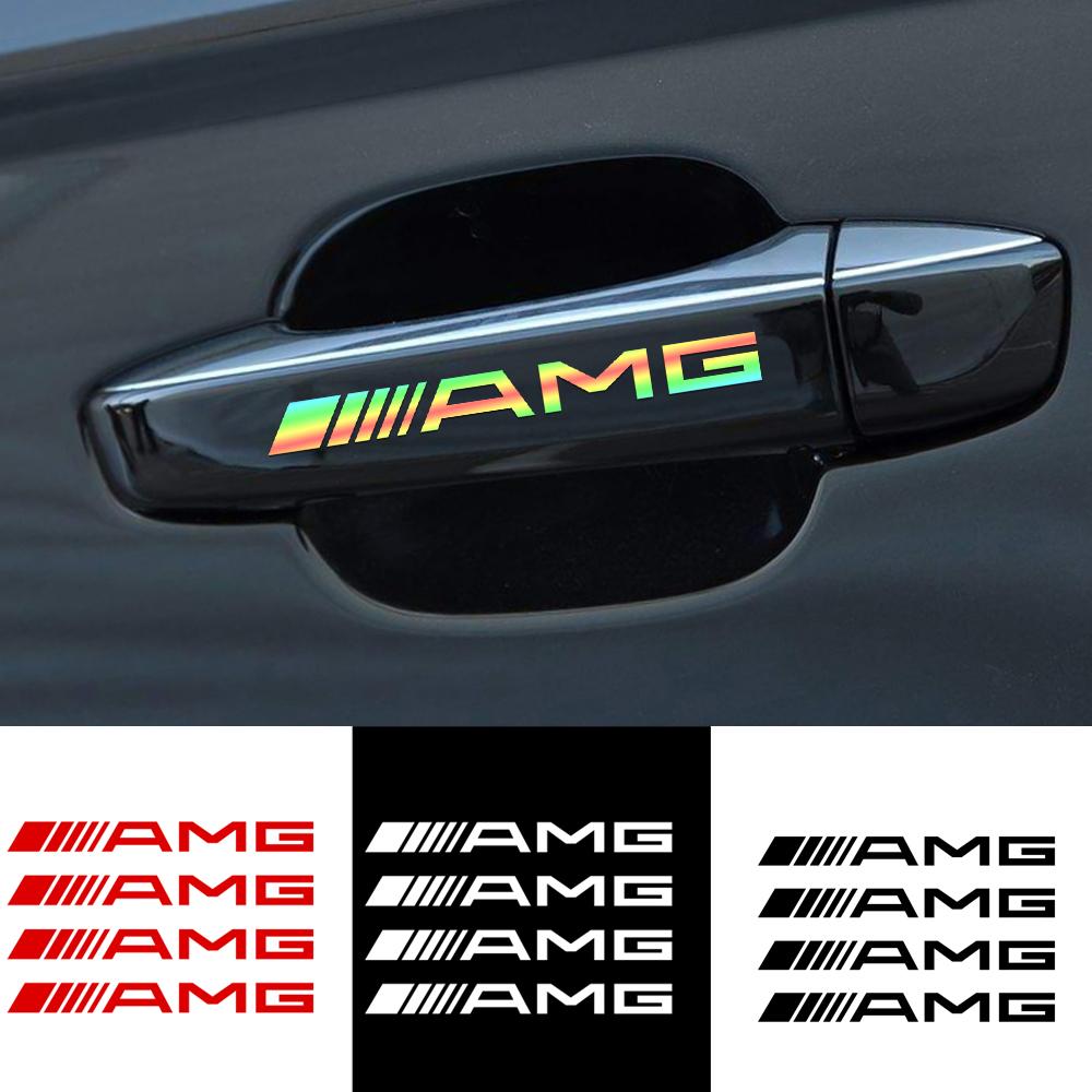 KKYOL1 4Pcs PVC Car Door Handle Stickers Body Waterproof Sticker For Mercedes benz Amg X156 W204 W205 W203 W211 W212 W169 GLC CLK CLA