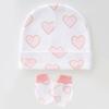3 Set Baby Bonnet Hat Feature Foldable Cuff with Mittens Cotton Fabric Gentle On Skin Multiple Color Available