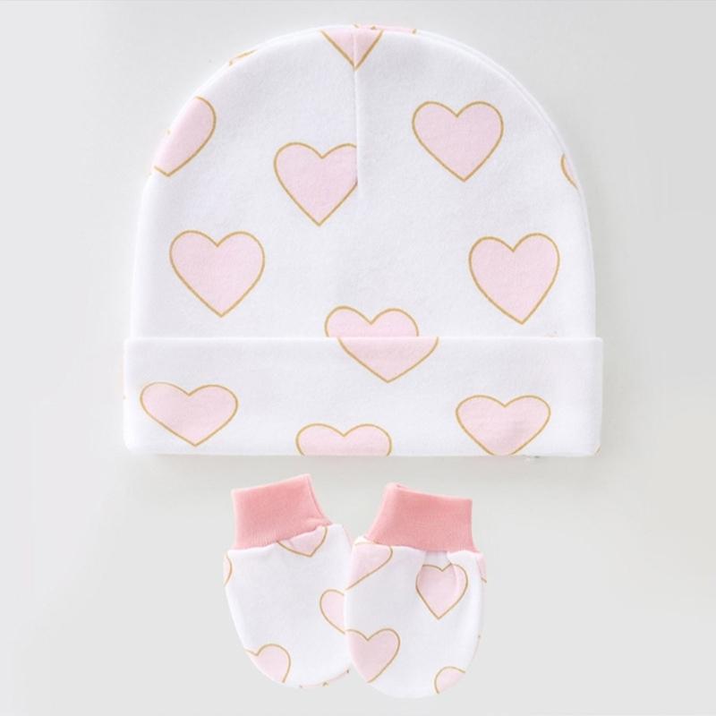 3 Set Baby Bonnet Hat Feature Foldable Cuff with Mittens Cotton Fabric Gentle On Skin Multiple Color Available