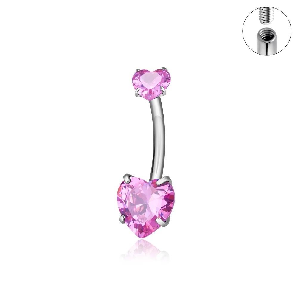 Heart Belly Button Rings Internal Thread Body Jewelry Shiny Belly Piercing  Girl