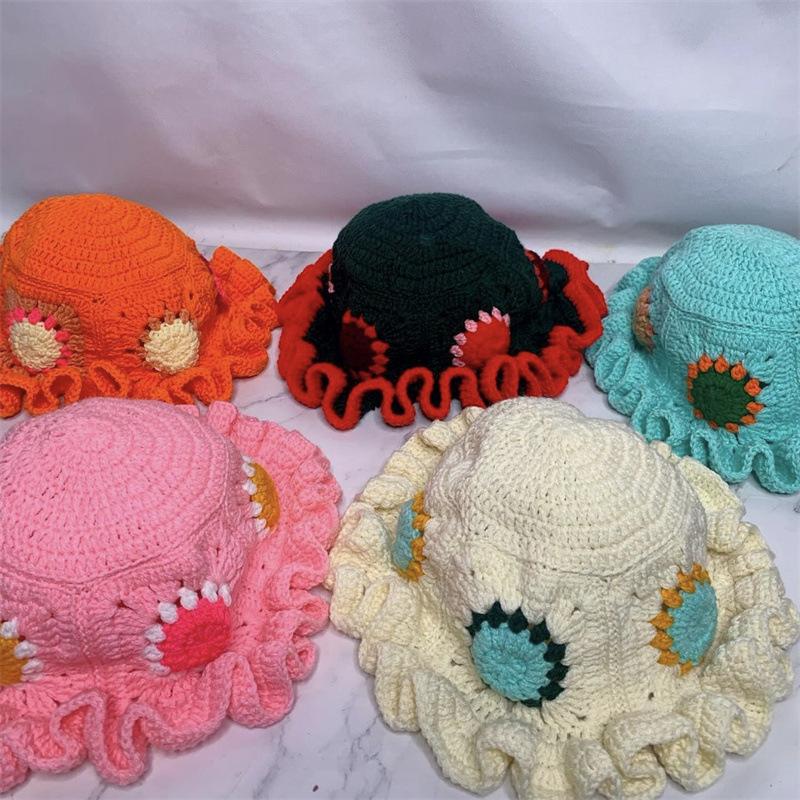 New Handmade Crocheted Cat Hat Big Cat Ears Adult Hat Ruffled Fisherman Hat
