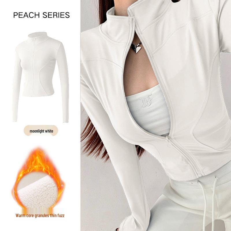 Women's Slim-Fit Fleece-Lined Running Jacket - Autumn/Winter 2025 Yoga & Fitness Long Sleeve.