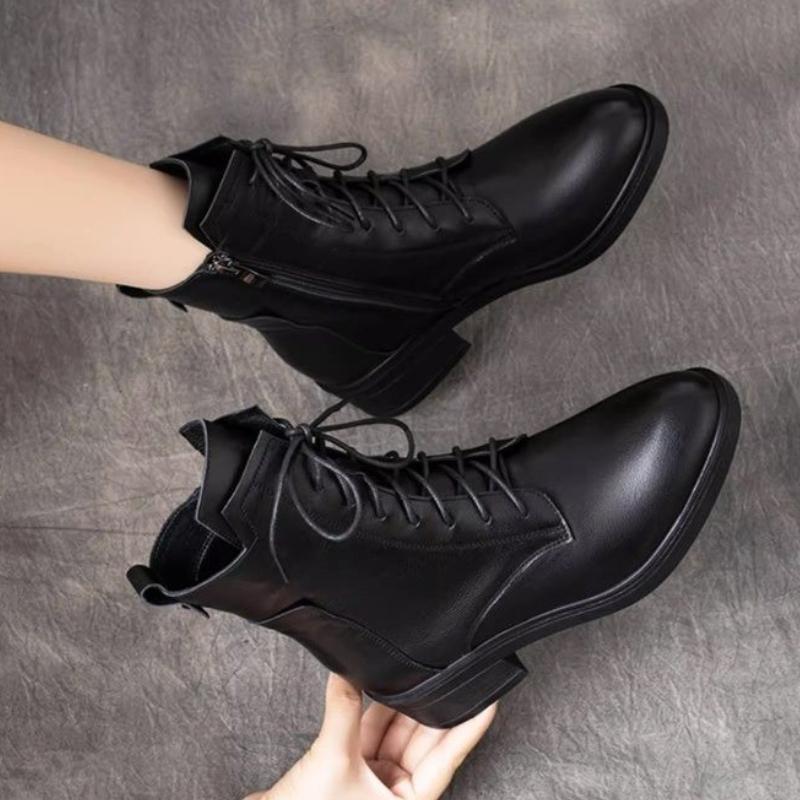 Fashion Women's Thick Ankle Chelsea Boots Retro Classic Shoes 2025 New Winter Oxford Lace Up Thick Sole Ladies Boots Casual Botas