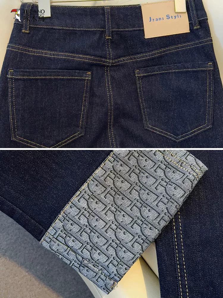 2025 Woodpecker Women's Narrow Leg Cropped Cigarette Jeans with Rolled Hem and Turn-Up Design