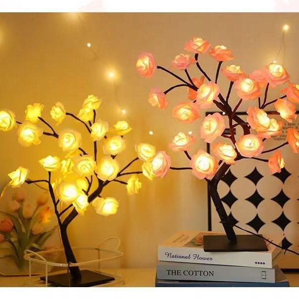 USB Dual Switch LED Rose Flower Tree Light - Table Decoration Night Light