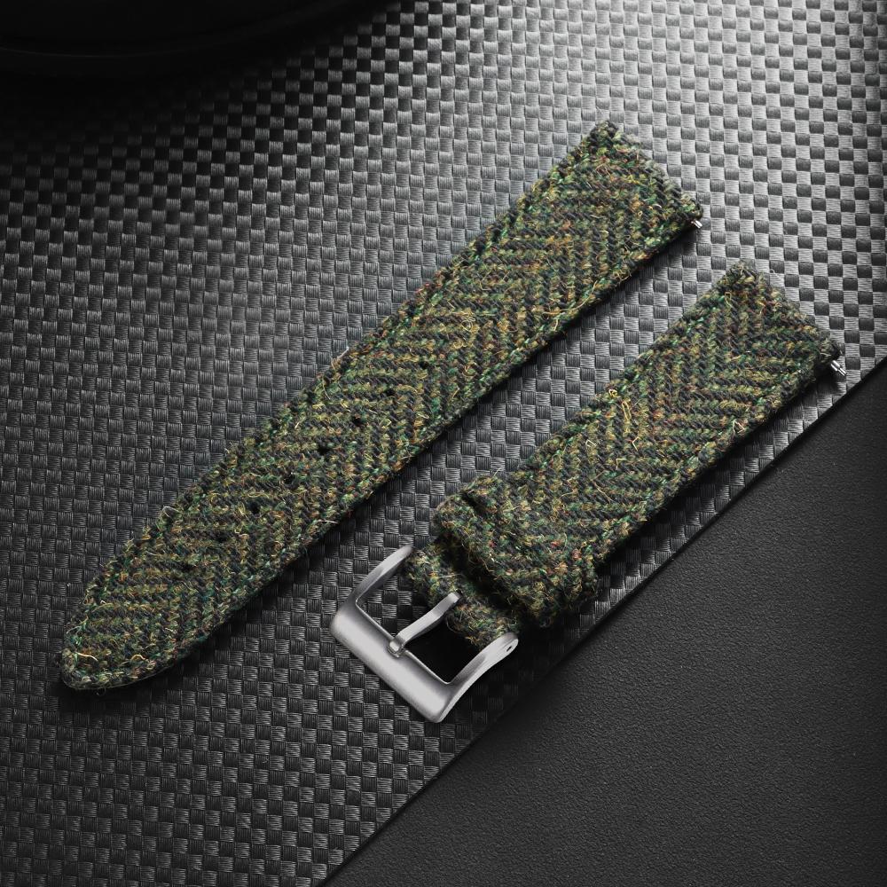 18/20/22mm Schnellverschlussarmband Echtes Leder Nylon Uhrenarmband Vintage Tweed-Webart Armband für Herren Damen Universelles Armband