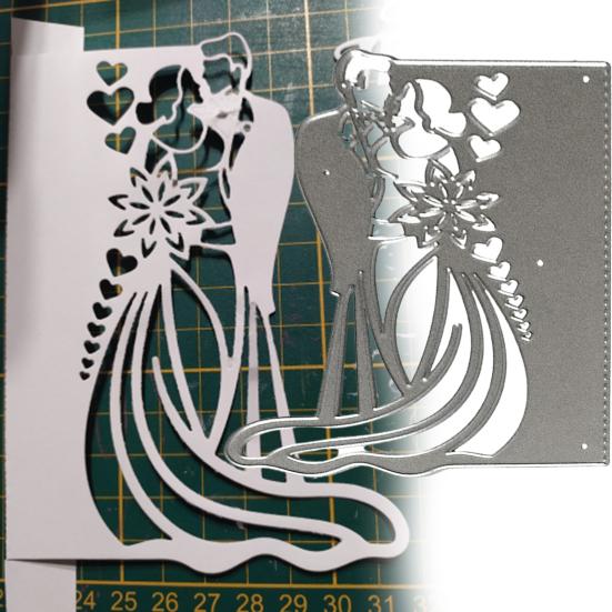 Cutting Die Sturdy Easy To Use Reusable Hollow-out Wedding Couple Scrapbook DIY Embossing Template for Gift