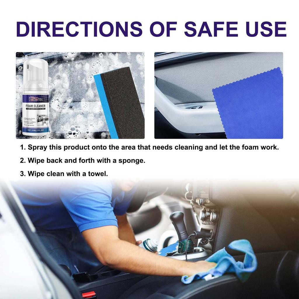 Multipurpose Foam Cleaner With Spong Towel For Car Interior Plastic Rubber Stains Removal Leather Sofa Cleaner Car Maintenance