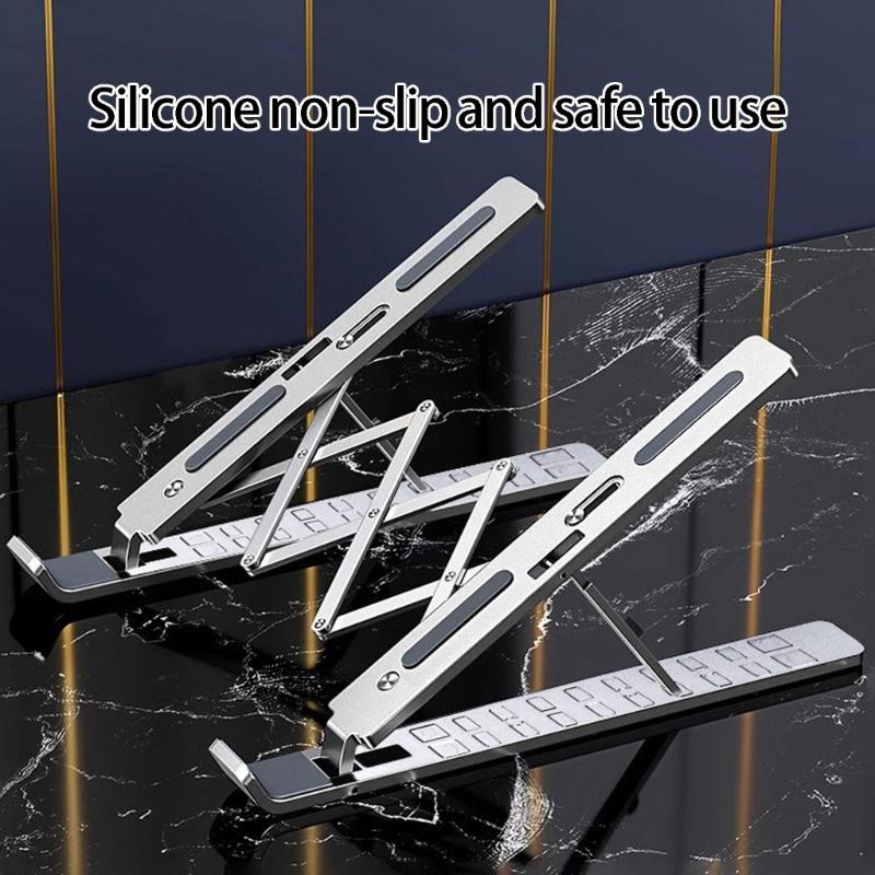 Collapsible Notebook Computer Stand Featuring 10 Height Setting And NonSlip Silicone Pad