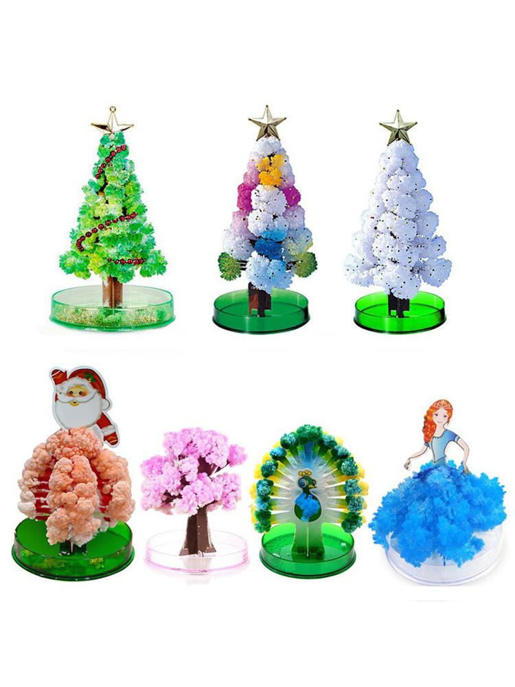 Magic Christmas Tree Magical Growing Tree Crystal Sakura Mini Tree Paper Tree Blossoming Xmas Gift Educational Toys Diy Kid Toy