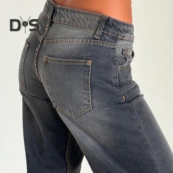 Pantalones de Mujer con Bolsillos Cintura Baja Rectos Pierna Ancha Cierre de Botón y Cremallera Pantalones Largos para Uso Diario Viajes