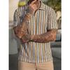 Summer Fashion Knitted Crochet Lapel Men's Short Sleeved Casual Vacation Polo Shirt