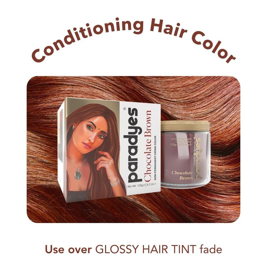 Paradyes Semi-Permanent Chocolate Brown Hair Colour | Conditioner-Based DIY Colour | For Colour Refresh | Best on Pre-Lightened Hair | 120g