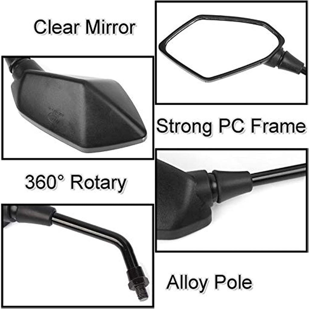 Paar Spiegel für Motorräder Universal-Lineal für Roller ATV Fahrrad Fahrrad Gewindebolzen 10 mm