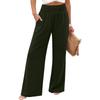 Women High Waist Wide Leg Pants Loose Fit Trousers with Pockets Elastic Waistband Solid Relaxed Fit Casual Trousers for Everyday Wear